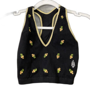 Free People Movement Embroidered Free Throw Crop Top Sz M